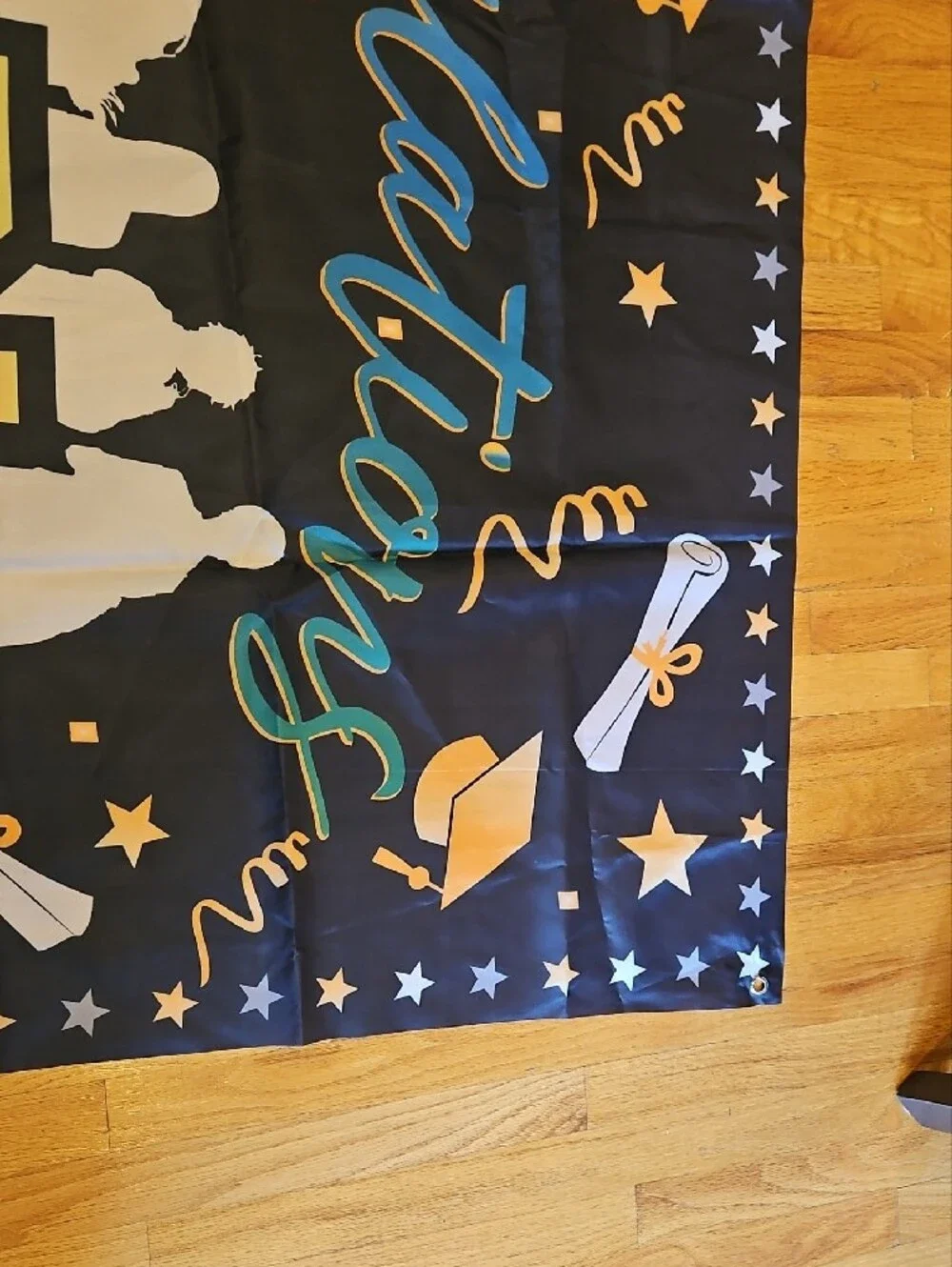 Graduation Banner Flag - Multicolor on Black - Party Decoration